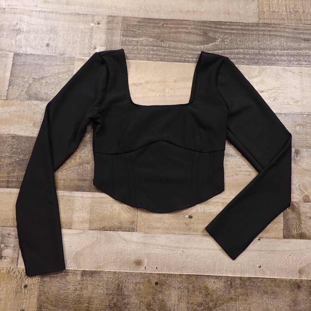Abercrombie & Fitch Long Sleeve Corset‎ Top Cropped - Women's Size Medium